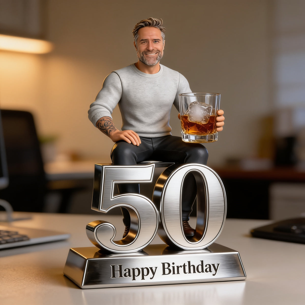 Personalized 50th Birthday Older Man Custom Shaped Acrylic Plaque Gift for Dad Grandpa