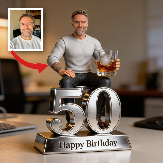 Personalized 50th Birthday Older Man Custom Shaped Acrylic Plaque Gift for Dad Grandpa