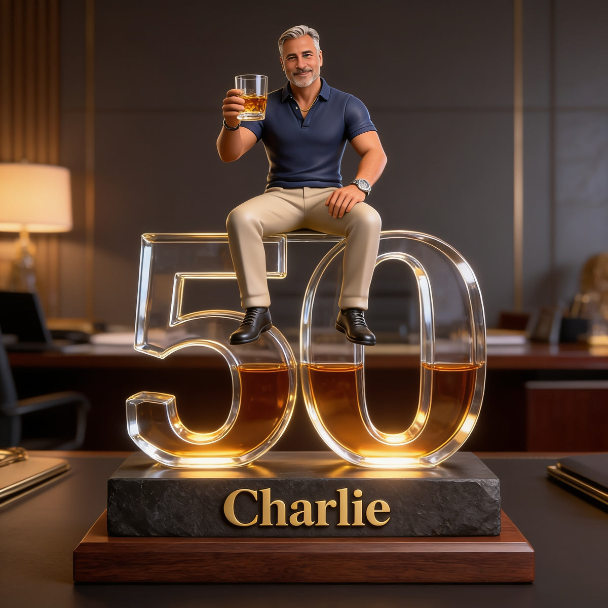 Personalized 50th Birthday Older Latino Man Custom Shaped Acrylic Plaque Gift