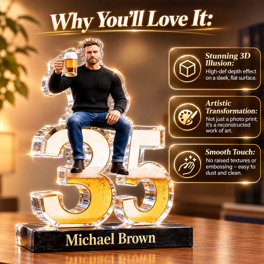 Personalized 50th Birthday Older Latino Man Custom Shaped Acrylic Plaque Gift