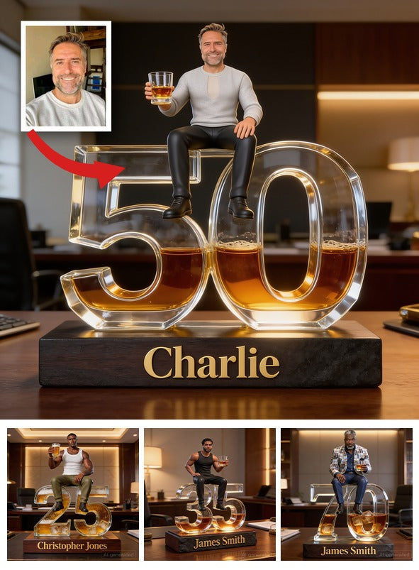Personalized 50th Birthday Senior Man Custom Shaped Acrylic Plaque, Gift for Dad Grandpa Husband