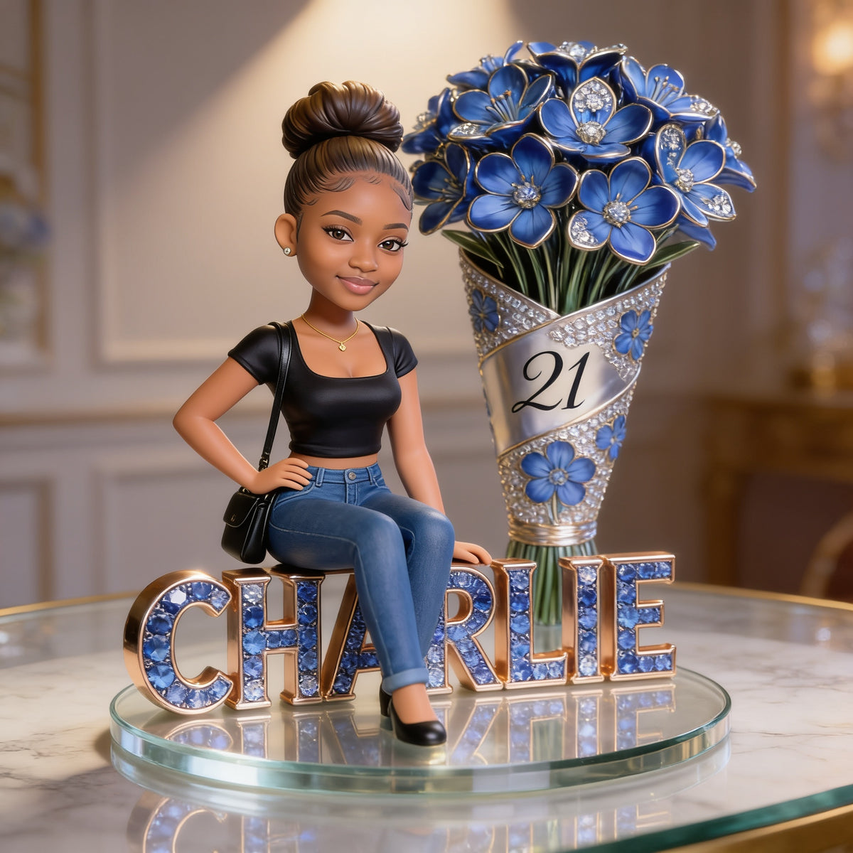 Custom Photo 21st Birthday Black Woman Shaped Acrylic Plaque, Milestone Gift for Her