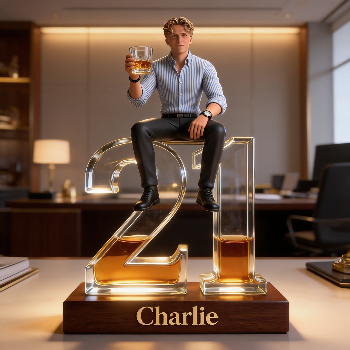 Personalized 21st Birthday Man Custom Shaped Acrylic Plaque Gift for Him