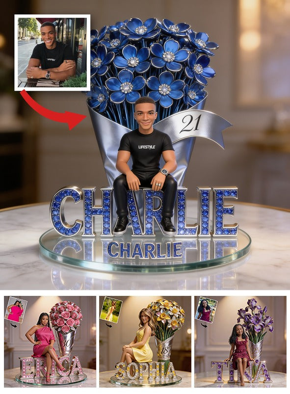 Custom Photo 21st Birthday Black Man Shaped Acrylic Plaque, Gift for Him