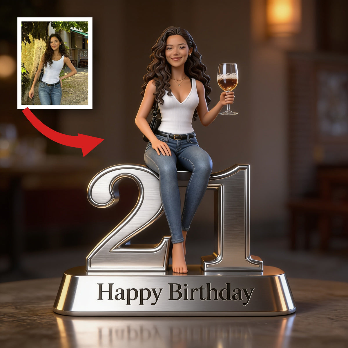 Custom Photo 21st Birthday Latina Woman Custom Shaped Acrylic Plaque, Gift for Her