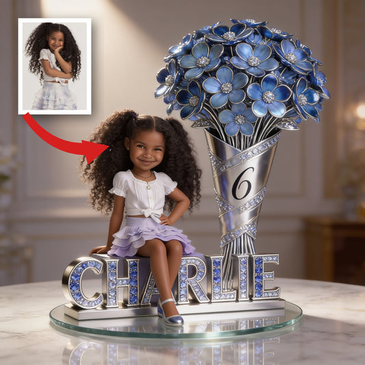 Custom Photo Birthday Black Little Girl Custom Shaped Acrylic Plaque, Gift for Daughter Granddaughter Niece