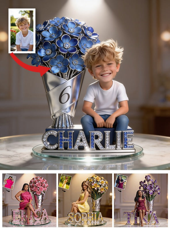 Custom Photo Birthday Little Boy Shaped Acrylic Plaque, Son Grandson Birthday Gift