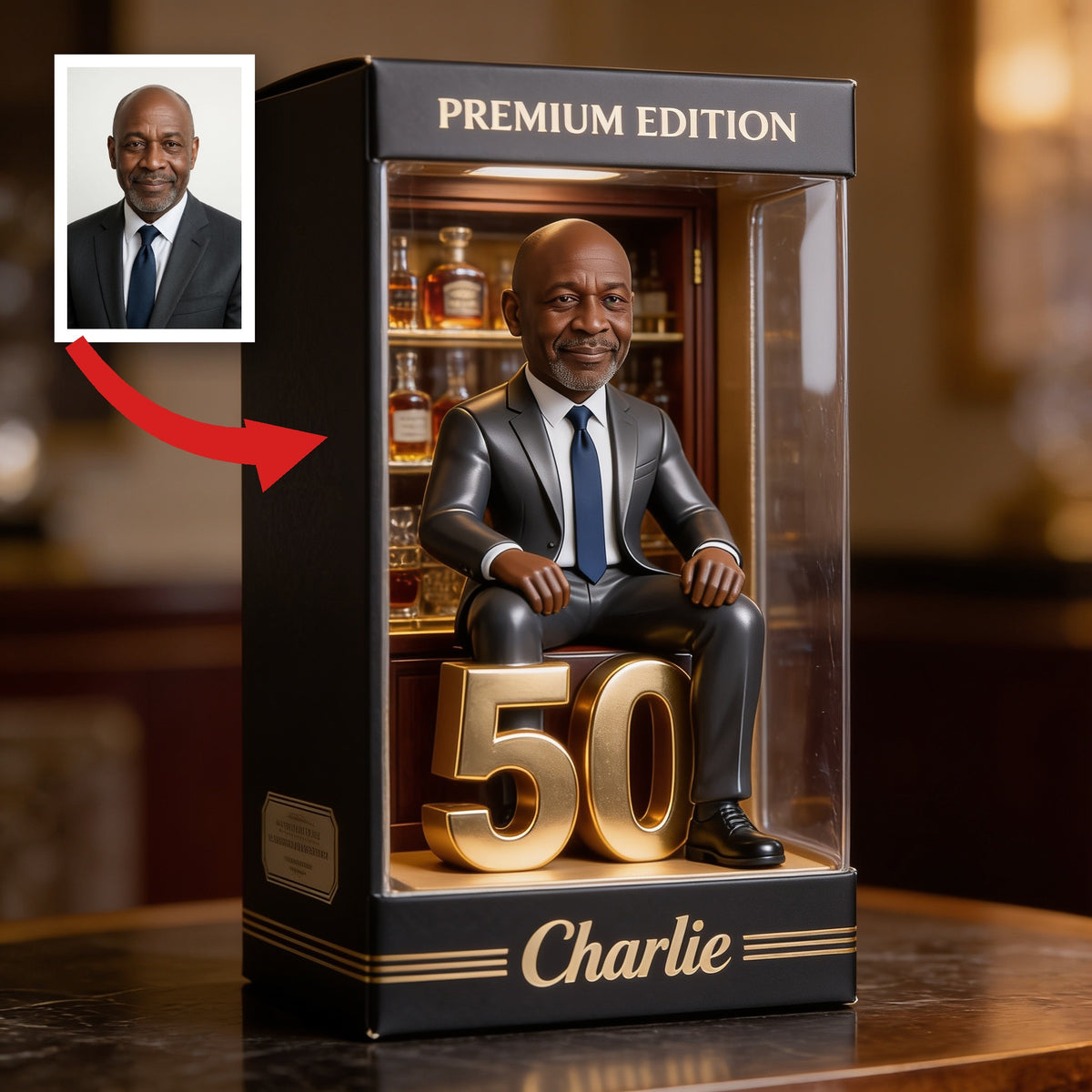 Personalized 50th Birthday Senior Black Man Custom Shaped Acrylic Plaque, Keepsake Gift for Dad Husband Grandpa