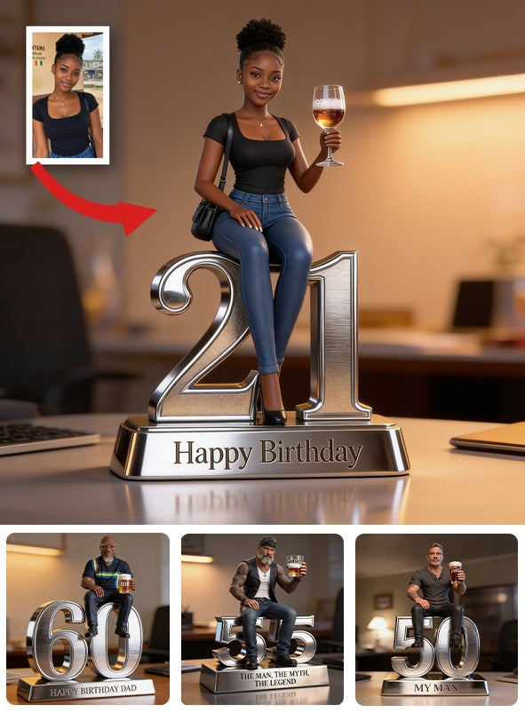 Custom Photo 21st Birthday Black Woman Custom Shaped Acrylic Plaque Gift