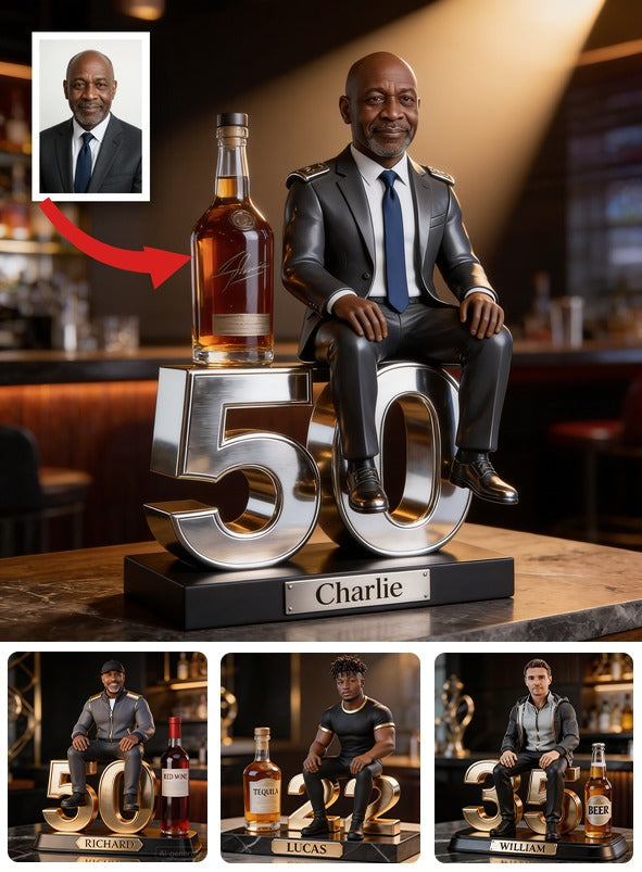 Personalized 50th Birthday Older Black Man Custom Shaped Acrylic Plaque Gift for Him