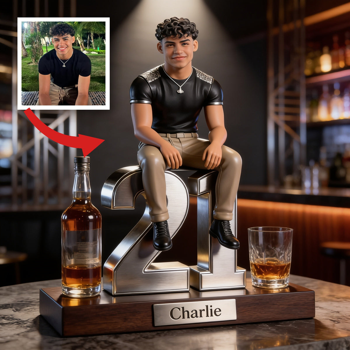 Personalized 21st Birthday Latino Man Custom Shaped Acrylic Plaque Gift for Him