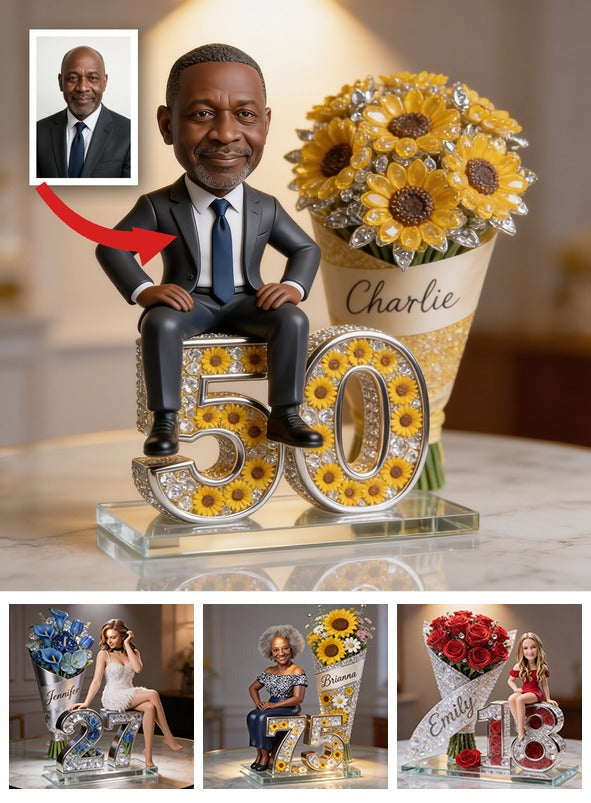 Custom Photo 50th Birthday Older Black Man Custom Shaped Acrylic Plaque, Dad Grandpa Gift