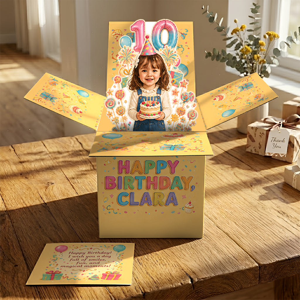 Personalized Birthday Latino Little Boy Pop Up Box Card, Son Grandson Nephew Gift