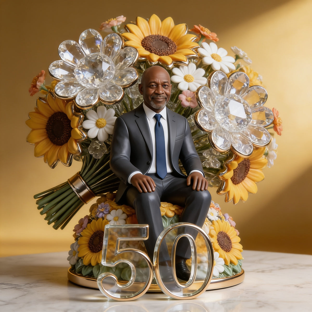 Custom Photo 50th Birthday Senior Black Man Custom Shaped Acrylic Plaque, Gift for Dad Husband Grandpa