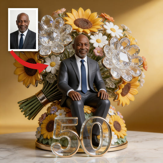 Custom Photo 50th Birthday Senior Black Man Custom Shaped Acrylic Plaque, Gift for Dad Husband Grandpa