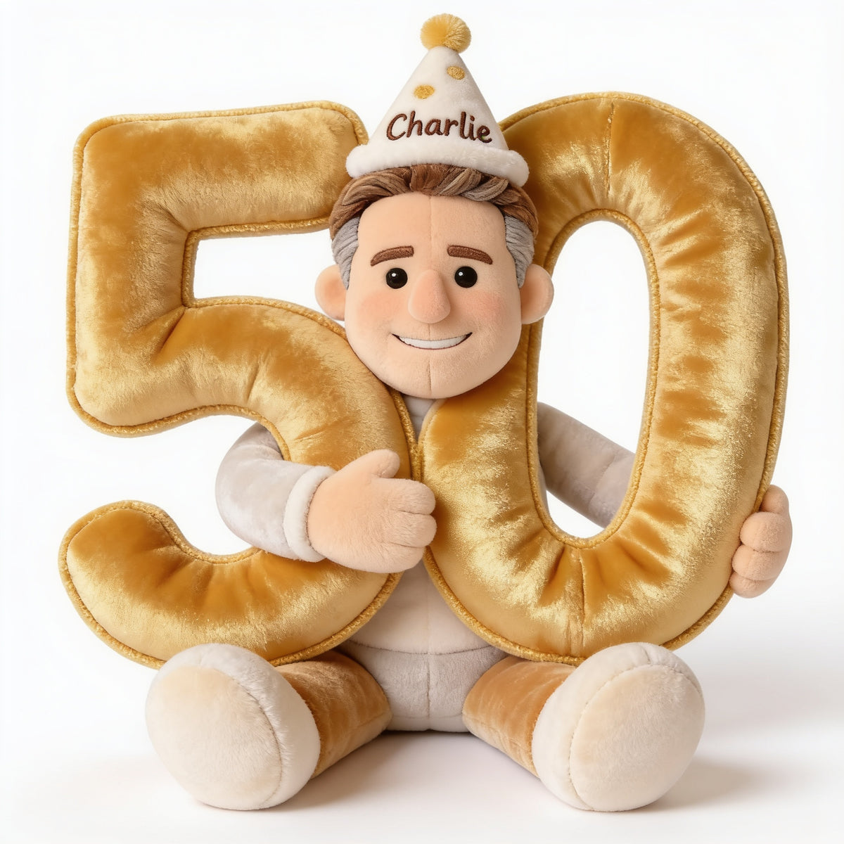 Personalized 50th Birthday Senior Man Plush Faux Fur Pillow Gift for Dad Grandpa