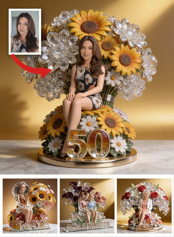 Plaque Acrylique Personnalisée Anniversaire 50 Ans Femme Senior Tournesol