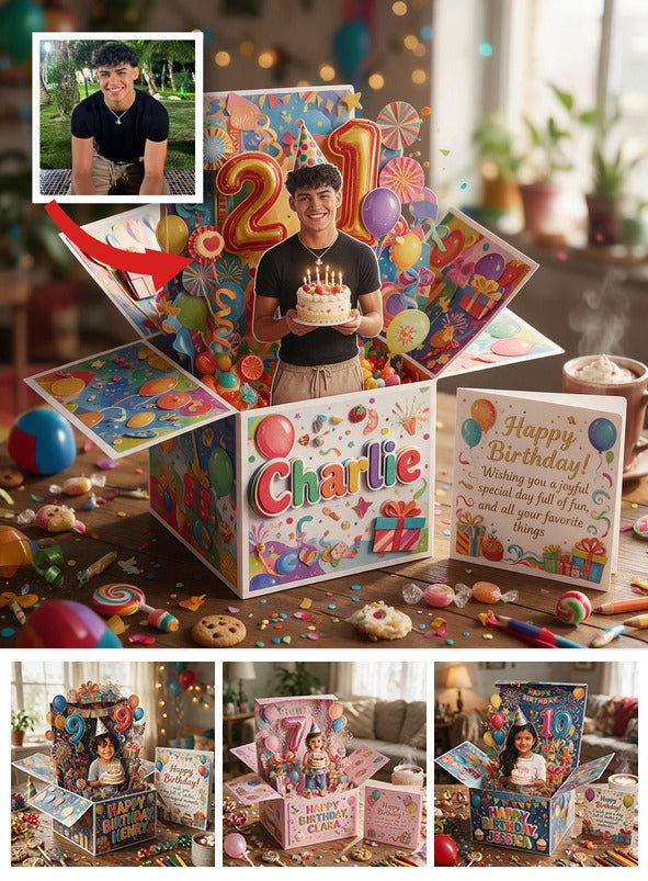 Personalized 21st Birthday Latino Man Pop Up Box Card, Gift for Son Boyfriend Husband
