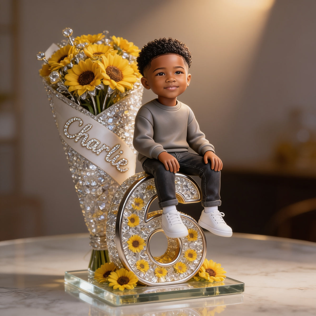 Custom Photo Birthday Black Little Boy Custom Shaped Acrylic Plaque - Son Grandson Nephew Gift