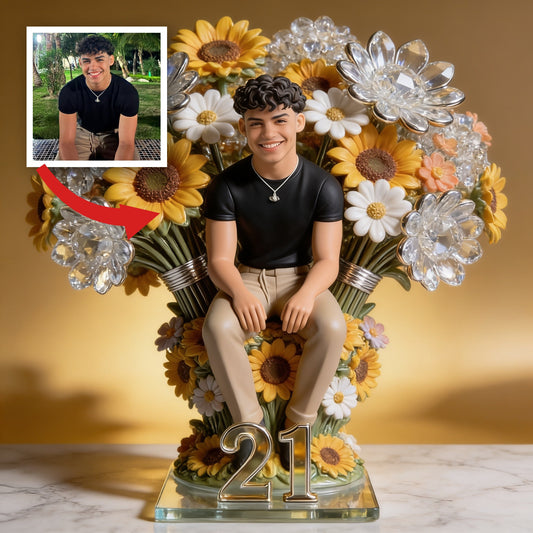Plaque Acrylique Photo Personnalisée 21e Anniversaire Homme Latino - Cadeau pour Fils, Petit Ami, Mari