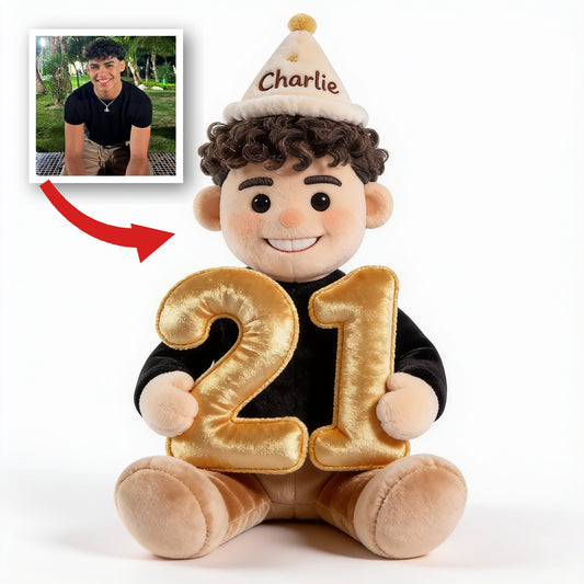 Coussin en fourrure synthétique personnalisé pour 21e anniversaire d'un homme latino