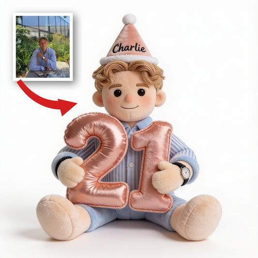 Personalized 21st Birthday Man Plush Faux Fur Pillow, Gift for Him