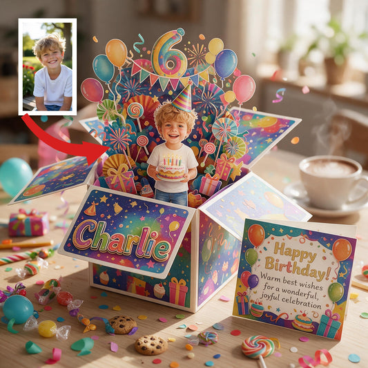 Personalized Birthday Little Boy Pop Up Box Card, Gift for Son Grandson Nephew
