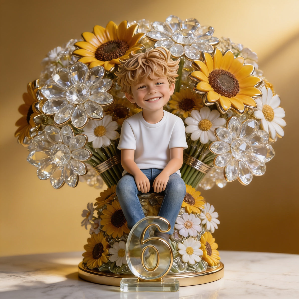 Plaque Acrylique Personnalisée Petit Garçon avec Tournesols, Cadeau pour Fils Petit-fils Neveu