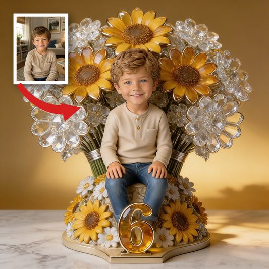 Plaque Acrylique Personnalisée Photo Petit Garçon Tournesol Cadeau Anniversaire