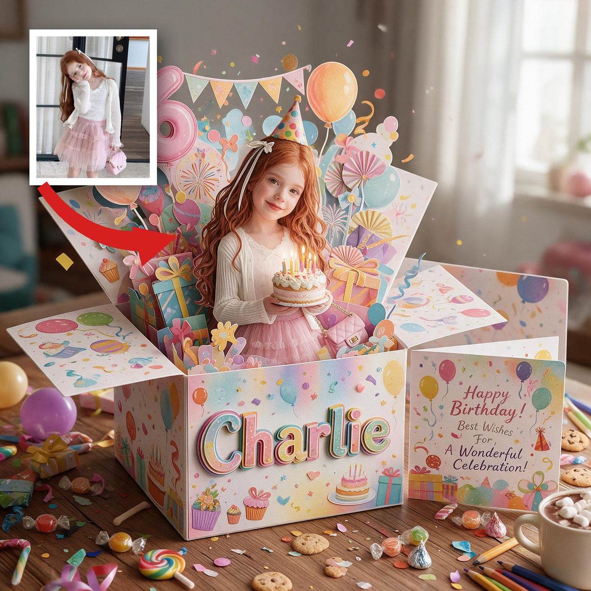 Carte Pop Up Anniversaire Personnalisée Petite Fille Latina, Cadeau pour Fille Filleule Nièce