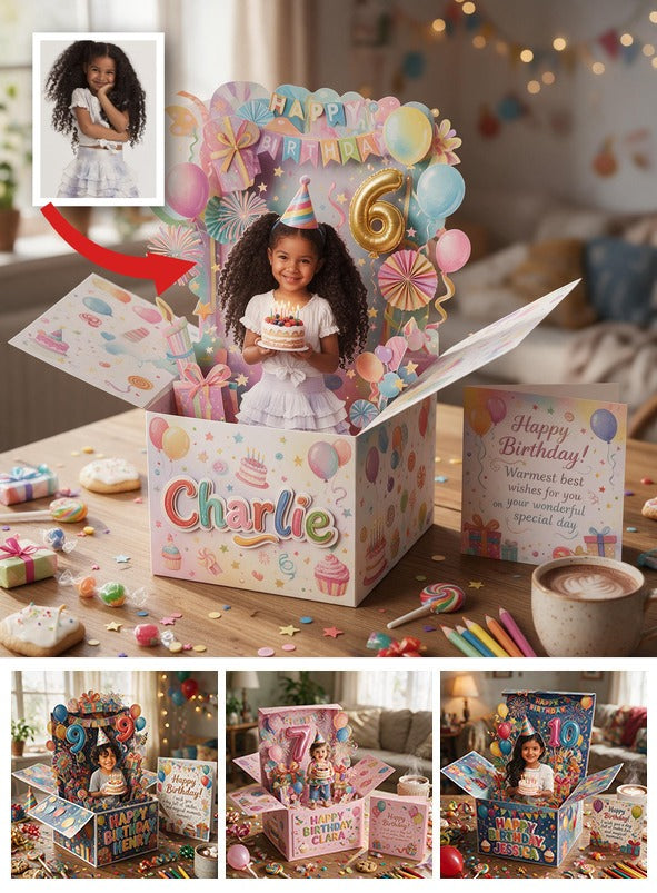 Carte Pop Up Personnalisée Anniversaire Petite Fille Noire, Cadeau Fille Petite-Fille Nièce