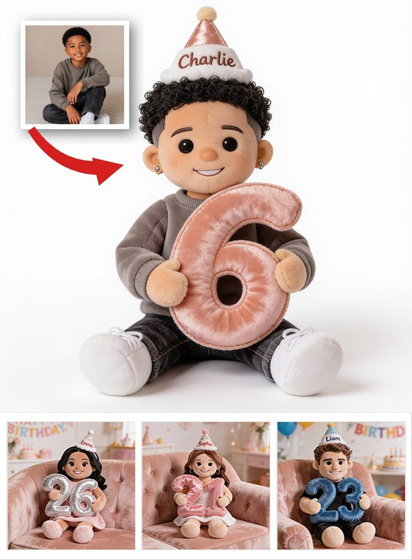 Coussin en fausse fourrure noir personnalisé pour anniversaire, cadeau fils petit-fils neveu