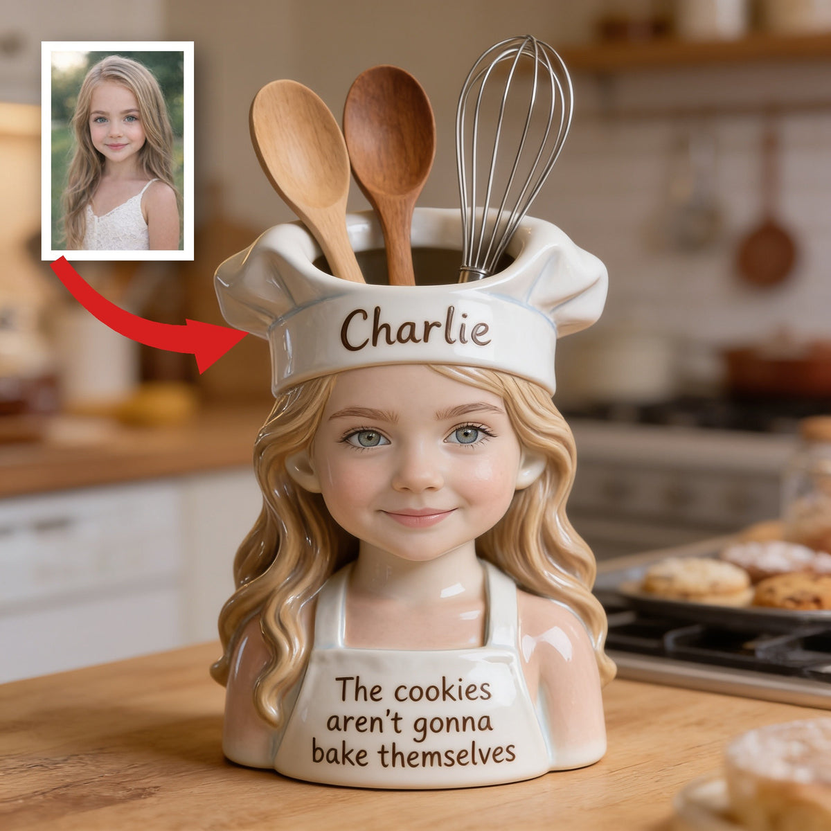 Personalized Little Girl Chef Acrylic Pot, Baking Gift for Daughter Granddaughter Niece