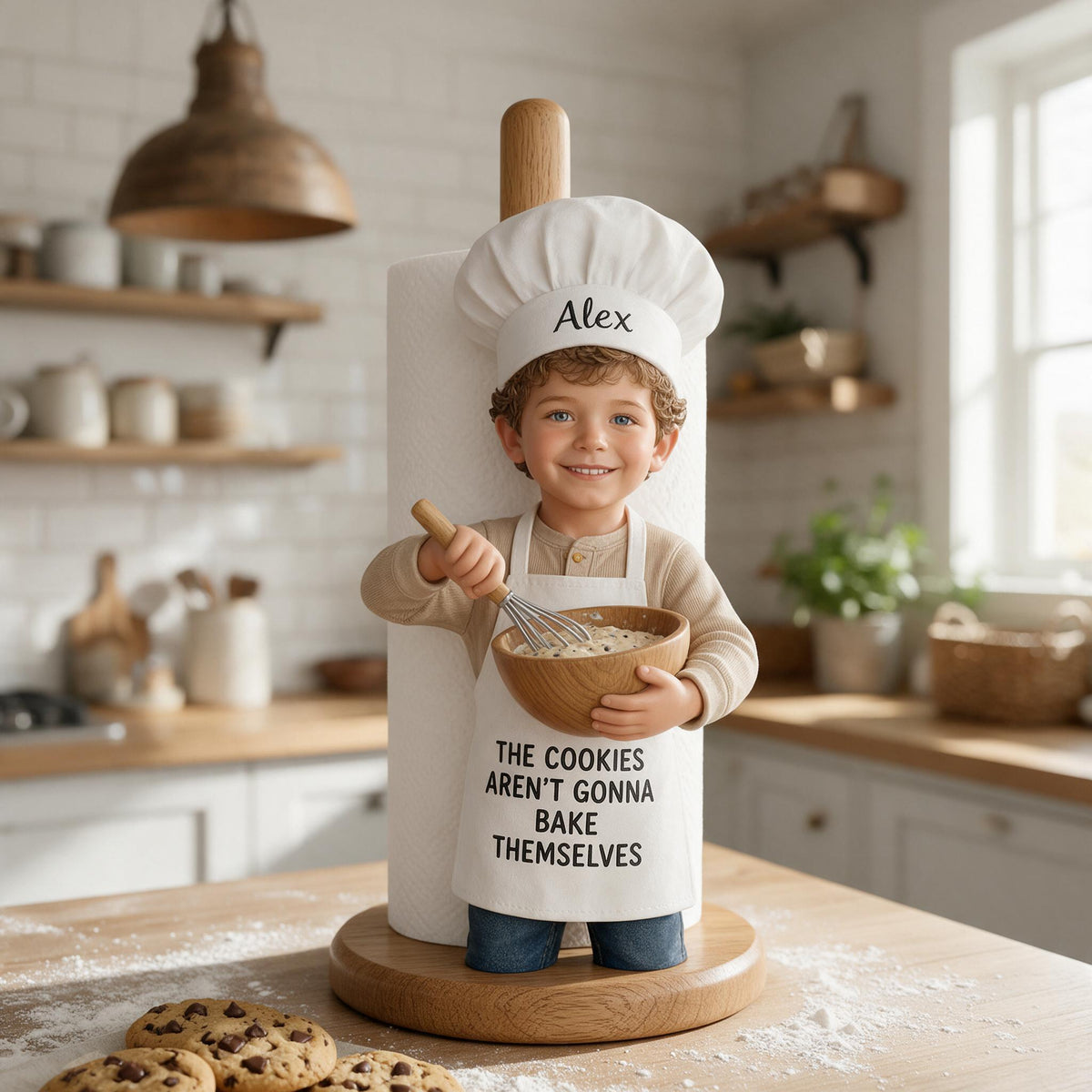 Custom Photo Latino Little Boy Chef Paper Towel Stand Kitchen Decor Gift