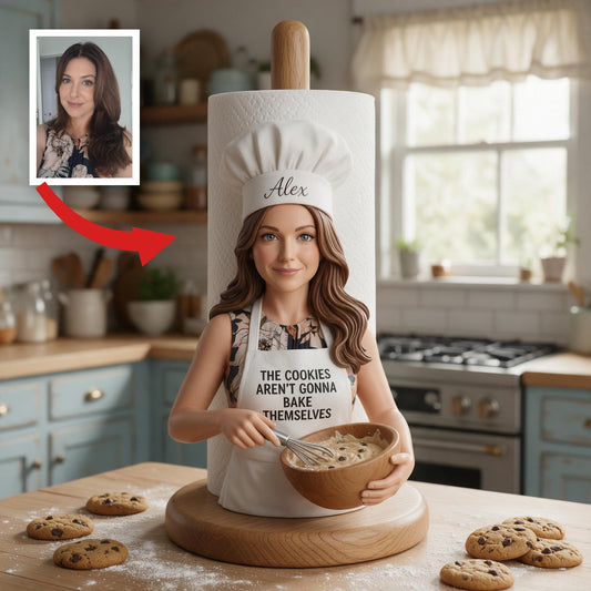 Custom Photo Baker Grandma Paper Towel Stand Kitchen Decor Gift
