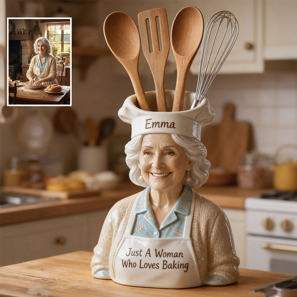 Personalized Latina Woman Chef Baking Acrylic Pot Kitchen Decor Gift