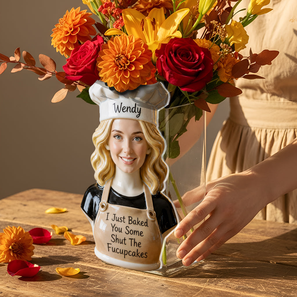 Personalized Woman Chef Acrylic Pot Baking Utensil Holder Kitchen Gift
