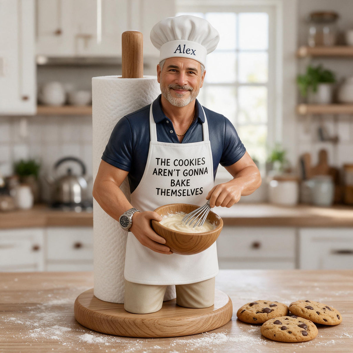 Support à essuie-tout personnalisé pour papa boulanger, cadeau de cuisine pour 50 ans