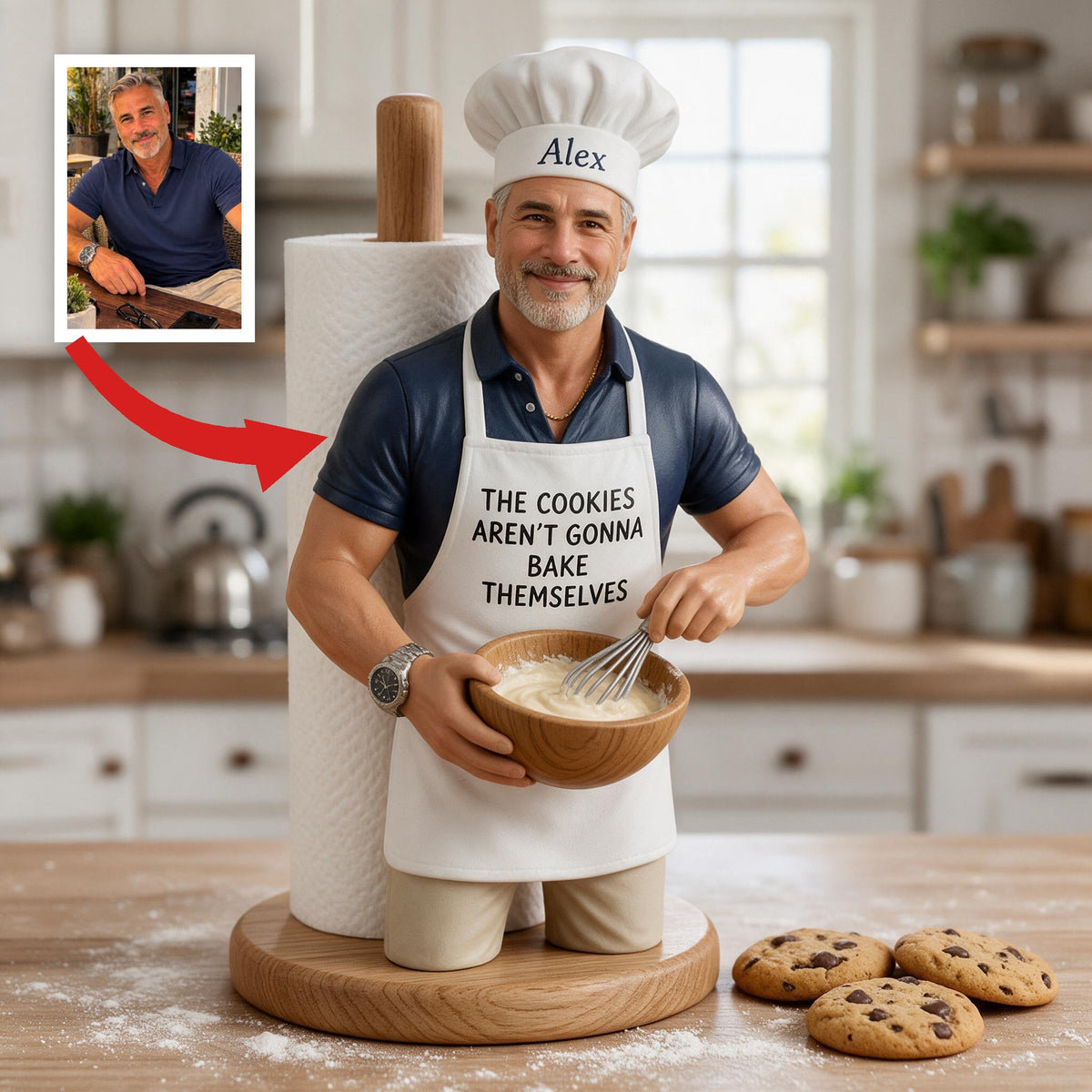 Support à essuie-tout personnalisé pour papa boulanger, cadeau de cuisine pour 50 ans