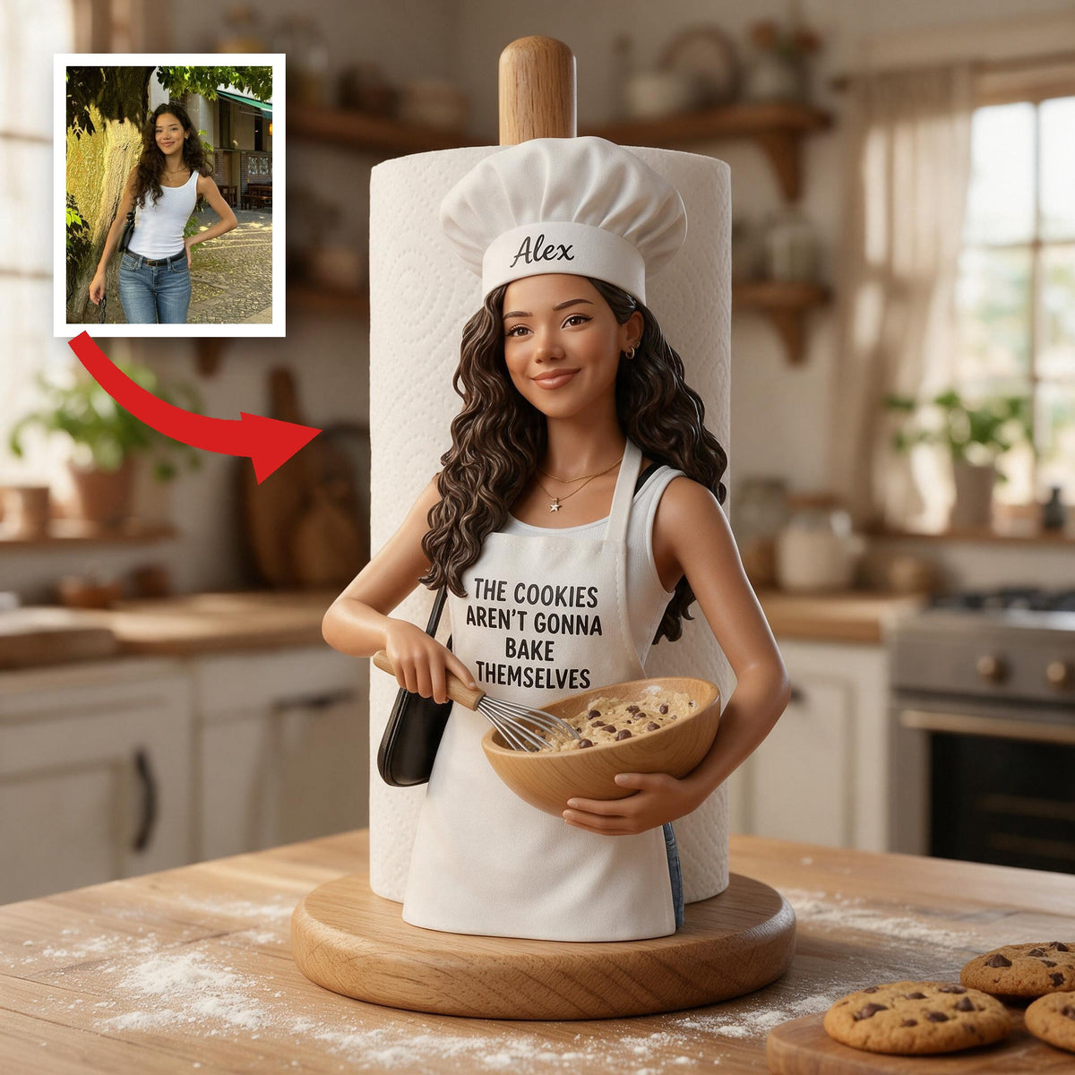 Custom Photo Latina Baking Chef Paper Towel Stand Kitchen Decor Baking Gift