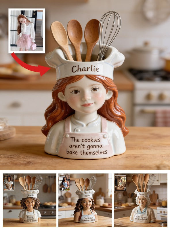 Personalized Latina Little Girl Chef Baking Acrylic Pot Kitchen Decor Gift