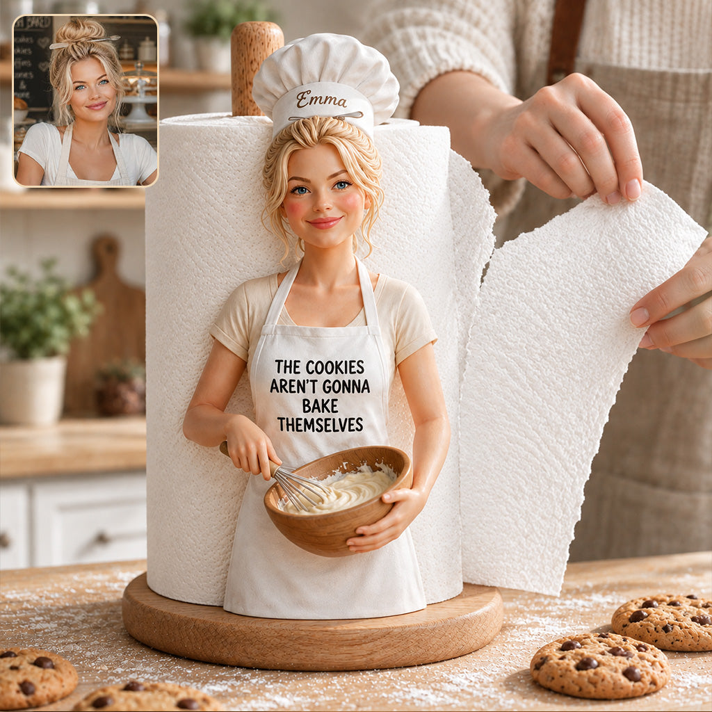 Support à essuie-tout personnalisé Femme Chef Pâtissière Décor de Cuisine Cadeau