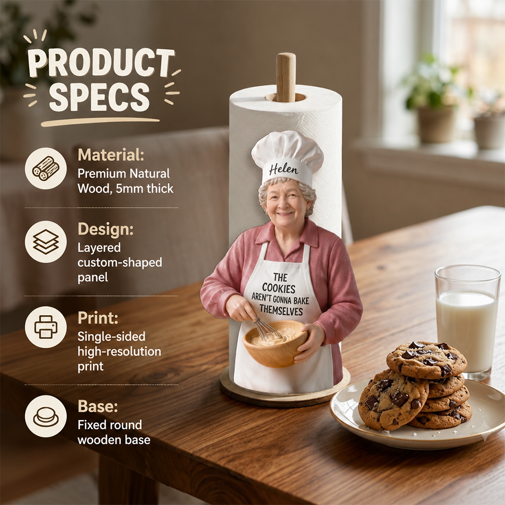 Support à essuie-tout personnalisé pour papa boulanger, cadeau de cuisine pour 50 ans
