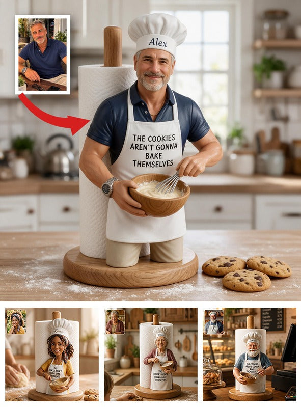 Support à essuie-tout personnalisé pour papa boulanger, cadeau de cuisine pour 50 ans