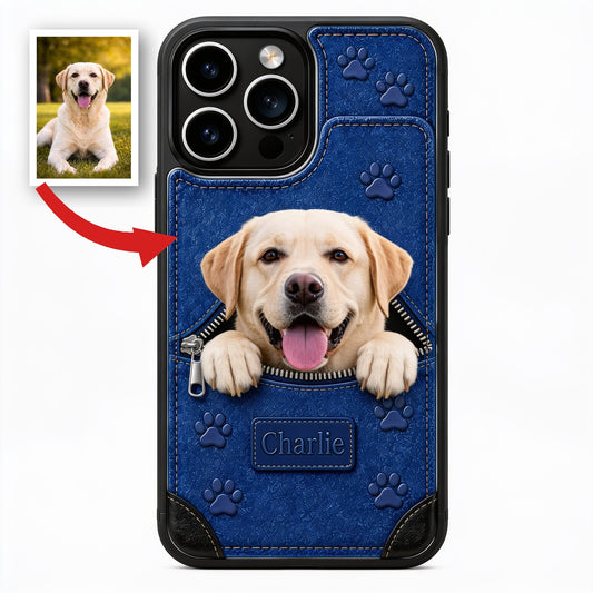 Personalized Peeking Pale Cream Yellow Labrador Retriever Wallet Phone Case Dog Lover Gift