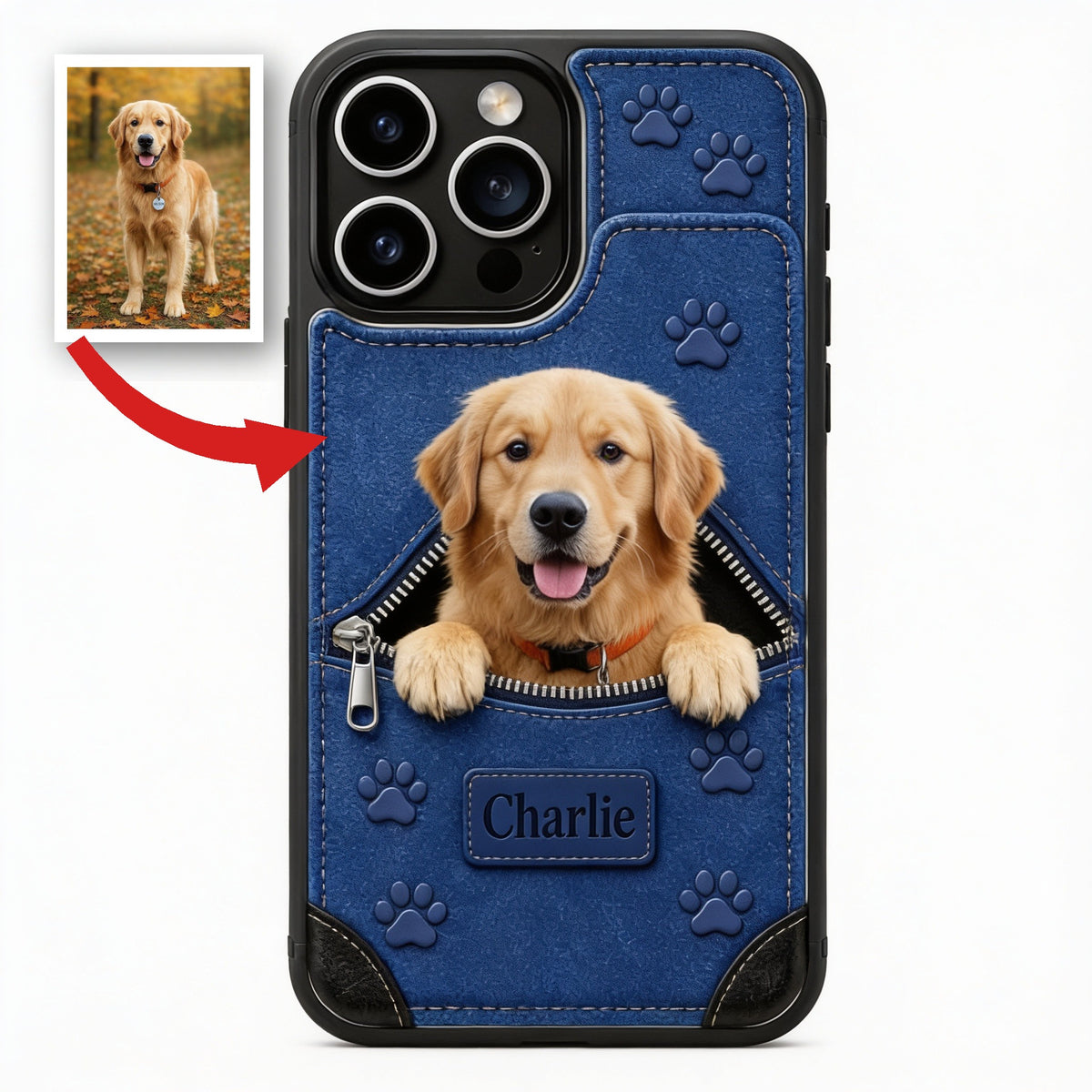 Personalized Peeking Golden Retriever Wallet Phone Case Pet Lover Gift