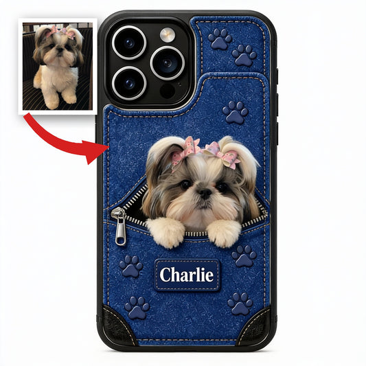 Personalized Long Fur Shih Tzu Wallet Phone Case Dog Lover Gift