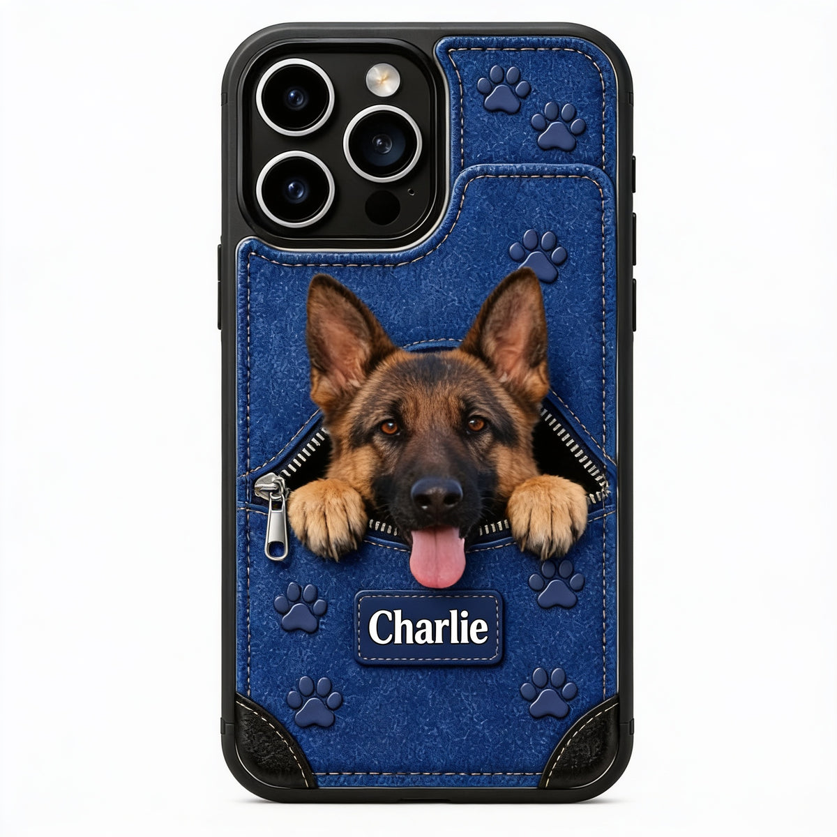 Personalized Peeking Black and Tan German Shepherd Wallet Phone Case Dog Lover Gift