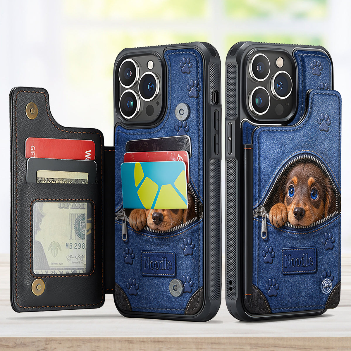 Personalized Peeking Blue Eyed Siberian Husky Wallet Phone Case Dog Lover Gift