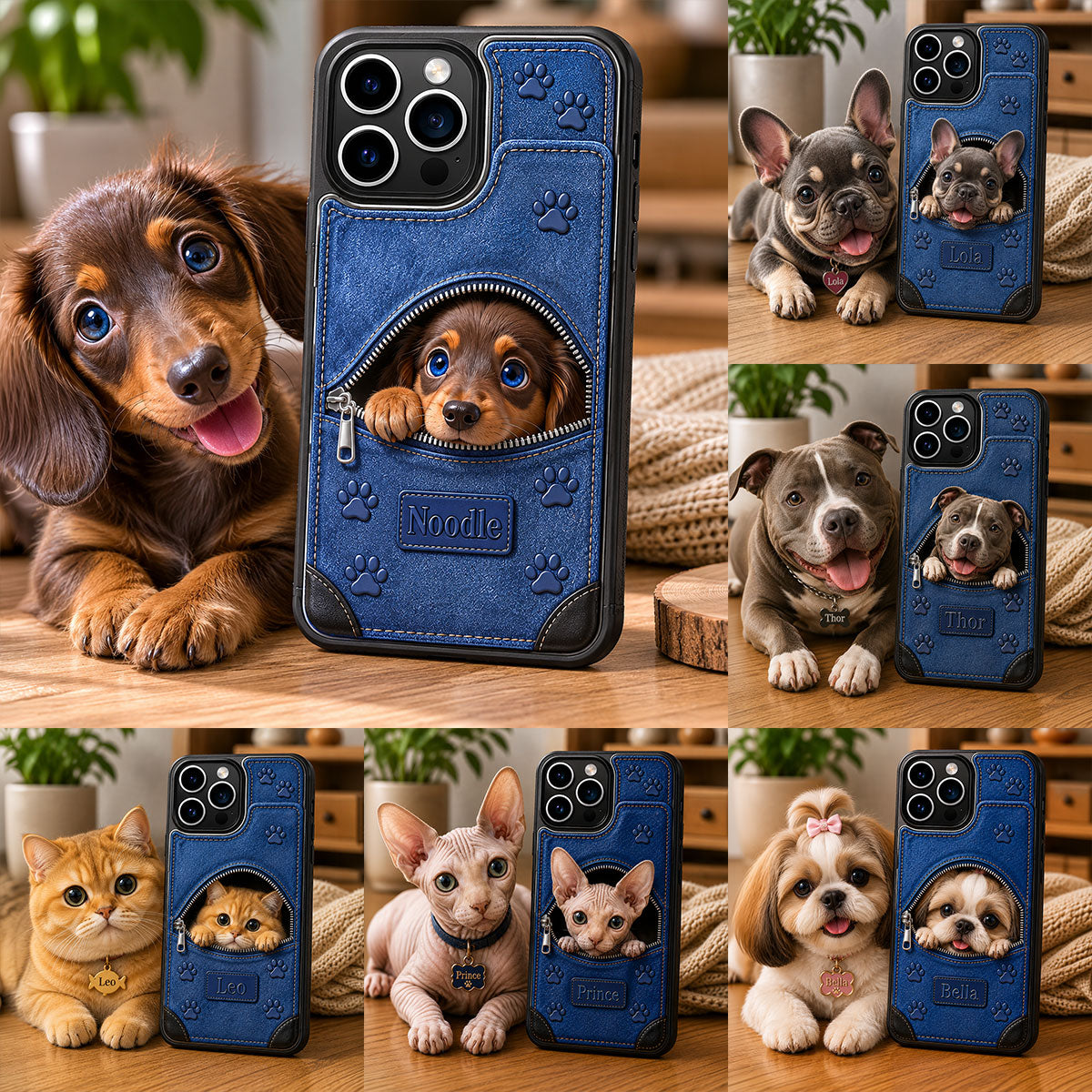 Personalized Peeking Fawn Chihuahua Wallet Phone Case Pet Lover Gift